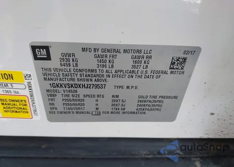 2017 GMC Acadia Limited z USA, uszkodzony, nr VIN 1GKKVSKDXHJ279537